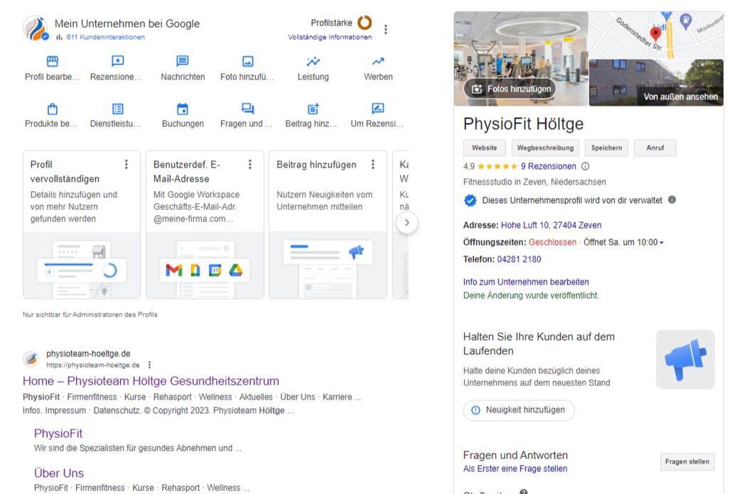 A picture of our Google My Business Entry
